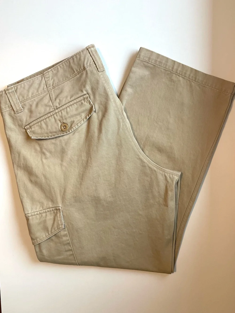 Y2K The North Face Khaki Cargo Pants - 100% Cotton & Utility - Size 38 Short
